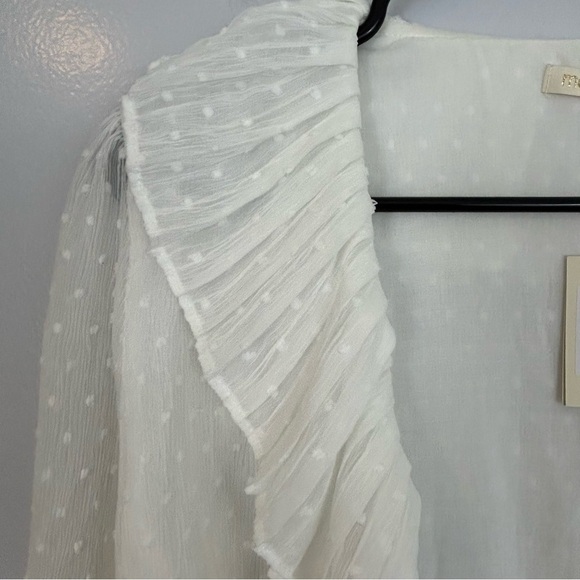 MWT Maje Plumeti Cropped White Wrap Ruffle V-neck Wrap Blouse Size 2 NEW - Picture 6 of 15